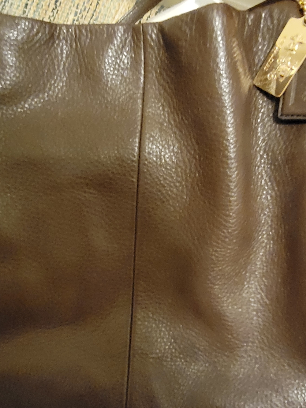 Coach Brown Pebbled Leather Shoulder Bag with Gold Charm Lightly Used - Picture 2 of 13